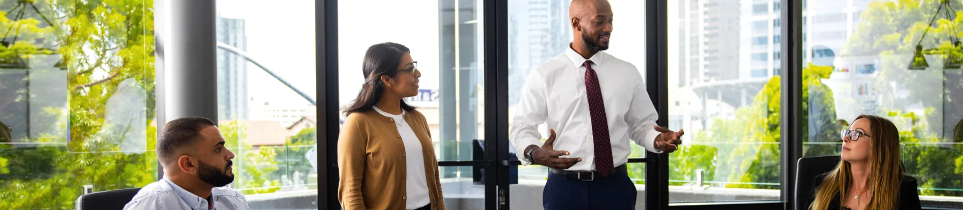 people talk in a conference room