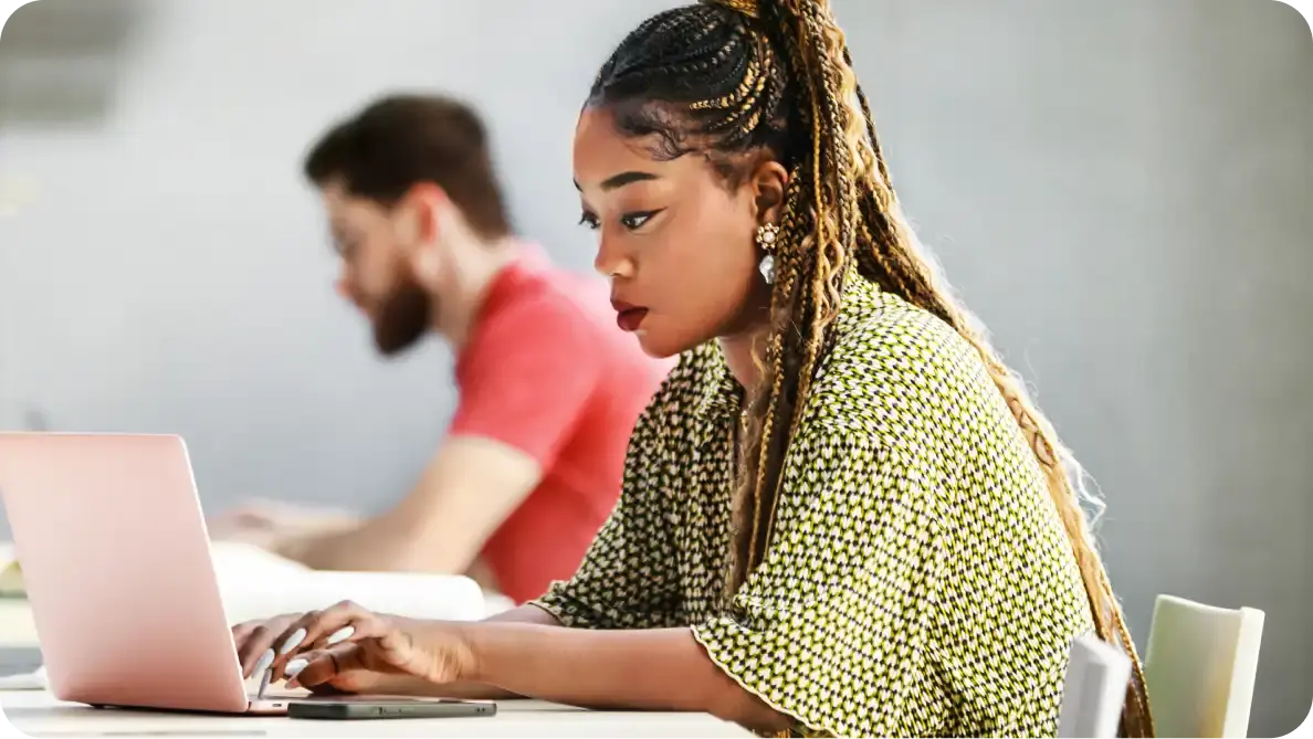 woman working on a laptop